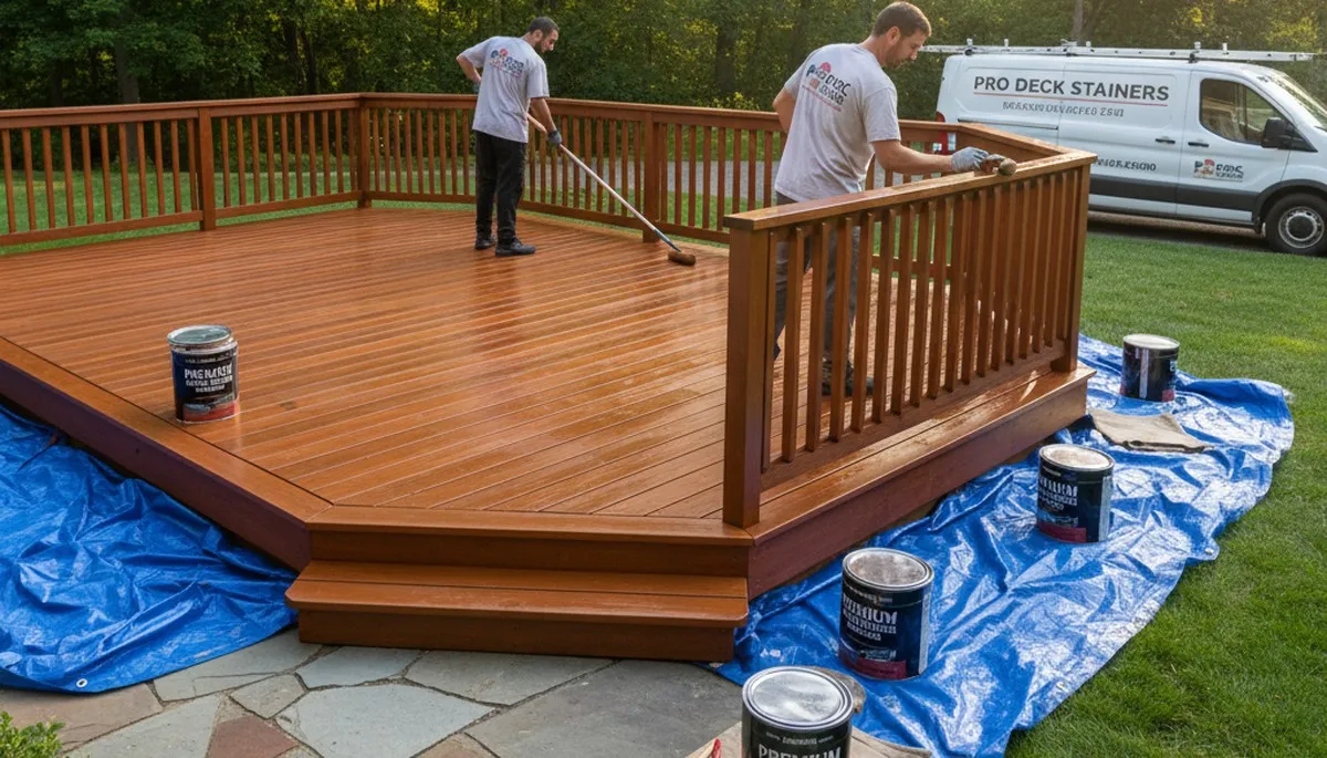 Deck staining service in Escondido, CA for sun-exposed wood decks, improving appearance and protection