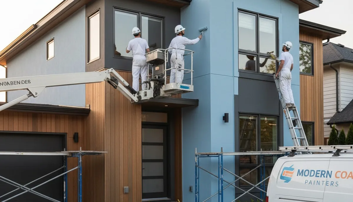Exterior house painters applying durable coating in Escondido, CA for sun protection and curb appeal
