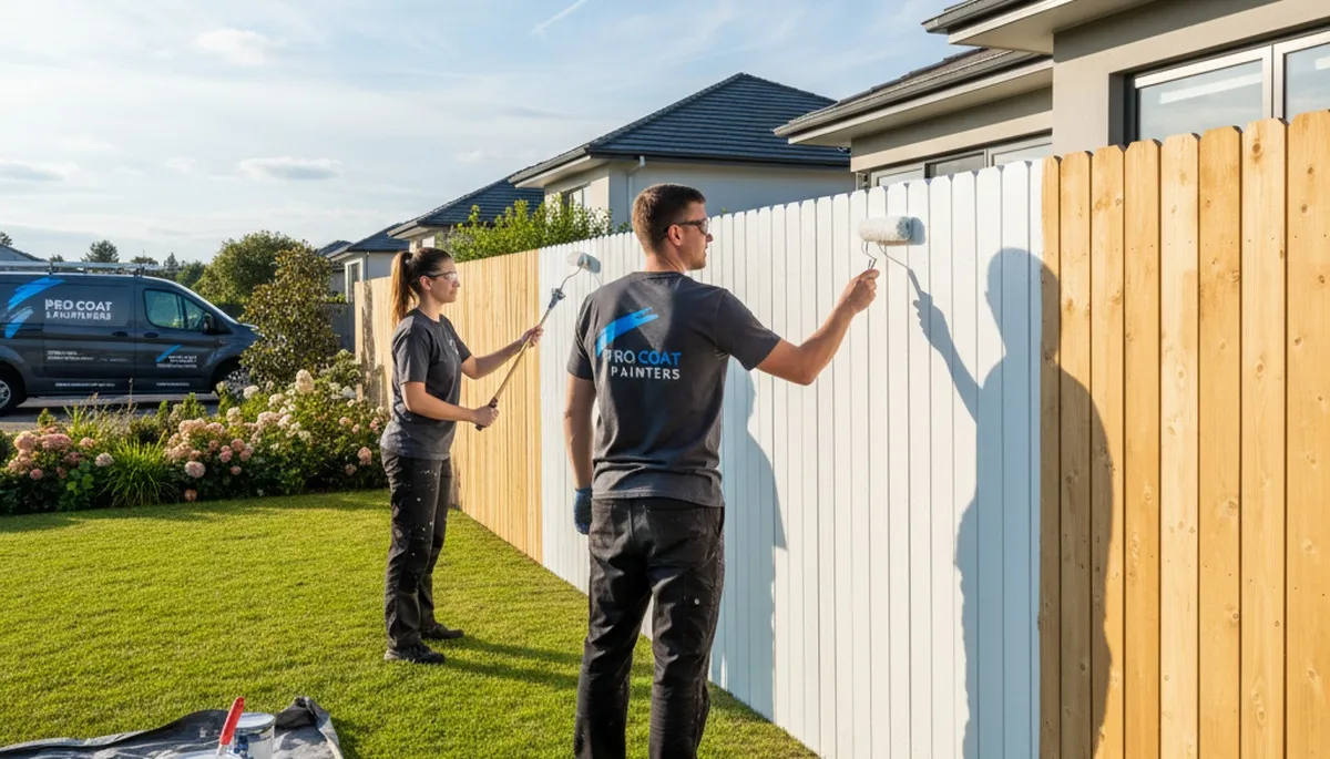 Fence painting in Escondido, CA by Escondido Paint Pros for weather protection and curb appeal